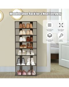 Extra Wide Wooden Vertical Shoe Rack with 7 Shelves