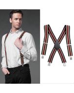 50MM Adjustable Stripe Plain Mens Braces Suspenders Heavy Duty Trouser Elastic