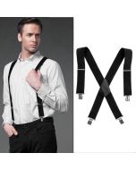50MM Adjustable Grid Plain Mens Braces Suspenders Heavy Duty Trouser Elastic UK