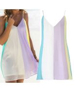 Fashion Summer Chiffon Rainbow Harness Dress Size L