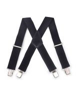 Black Stripes 50mm Wide Heavy Duty Suspenders Adjustable Unisex Trousers - Black