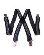 Mens 40mm High Elasticity Braces Fashion Trousers Suspenders - Grey Stripes