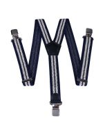 40mm Width Unisex Mens Women Braces Heavy Duty Stripes Suspenders - Blue
