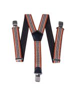 40mm Width Unisex Mens Women Braces Heavy Duty Stripes Suspenders - Brown