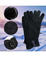 Ladies Winter Gloves Touch Screen Fleece Thick Warm Comfy Soft Fur Lined Thermal Gloves - Black