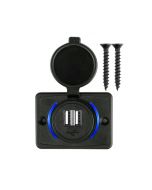 3.1A Dual USB Car Charger Adapter Power Socket Charging Panel Mount - Blue