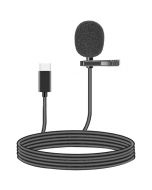 1.5m Type C Microphone USB C Mini Clip-on Lapel Lavalier Mic for Recording