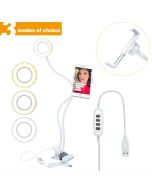 Selfie LED Light Ring with Phone Holder Stand Clip for Live Stream Makeup