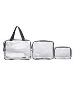 Travel Transparent Cosmetic Bag PVC Zipper Clear Makeup Bags Wash Bag - Black