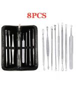 8pcs Blackhead Whitehead Pimple Spot Comedone Extractor Kit Remover Beauty Tool