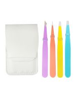 4 pcs Tweezer Set for Ingrown Hair Removal - Multicolor