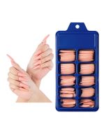 Long Fake Nails Acrylic Artificial False Nail Tips Stick on Full Nail 100 pcs - Nude Pink