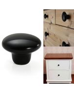 38mm Ceramic Single Hole Cupboard Handles Drawer Pulls Kitchen Cabinet Knobs - Black