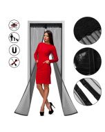 Magnetic Hands Free Summer Mosquito Curtain Door Mesh - Black