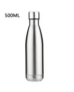 500ML Stainless Thermos Cola Shaped Double Wall Vacuum Water Bottle Flask - Glossy Silver