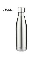 750ML Stainless Steel Vacuum Insulated Water Bottle Leak-proof Double Walled Drinks Bottle Glossy - Silver