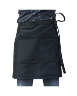 Cooking Short Apron Universal Restaurant Bistro Plain Half Wrist Aprons with Twin Double Pockets - Black