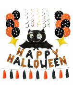 Halloween Decoration Bat Balloon Polka Dot Latex Balloons Letter Tassel Four-pointed Star