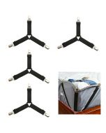 4pcs Triangle Bed Sheet Mattress Holder Fastener Grippers Clips Suspender Straps Bands - Black