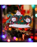 Resin Christmas Tree Ornament 2020 Quarantine Family Xmas Lockdown Decoration DIY name - 3 Heads