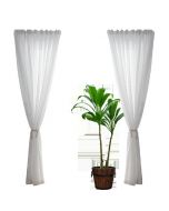 One Pair Sheer Slot Top Plain Voile Net Curtain Panels 140x137cm - Grey