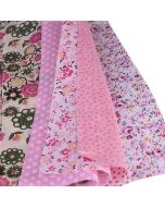 5pcs 50x50cm Cotton Fabric Assorted Pre-Cut Fat Quarters Bundle DIY Decor - Pink