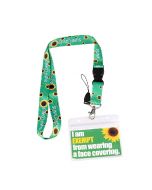 Face Covering Mask Exemption PVC Card Hidden Disabilities with Sunflower Lanyard.