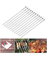 12 pcs Stainless Steel Flat Meat Skewers for BBQ