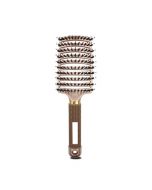 Natural Boar Bristle Detangling Nylon Brush Large Curved Curly Hair Styler - Gold