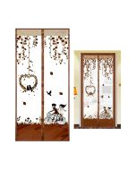 Magic Door Curtain Mesh Magnetic Fastening Hands Free Insect Fly Screen - Coffee Bicycle