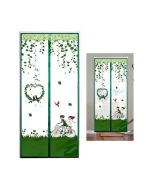 Magic Door Curtain Mesh Magnetic Fastening Hands Free Insect Fly Screen - Green Bicycle