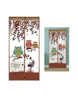 Magic Door Curtain Mesh Magnetic Fastening Hands Free Insect Fly Screen - Coffee Owl
