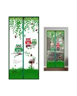 Magic Door Curtain Mesh Magnetic Fastening Hands Free Insect Fly Screen - Green Owl