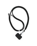 Universal Cross Body Nylon Patch Phone Lanyard Mobile Phone Strap Lanyard - Black