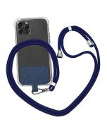 Universal Cross Body Nylon Patch Phone Lanyard Mobile Phone Strap Lanyard - Deep Blue