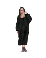70cm Length Wearable Cozy Sweatshirt Blanket Super Warm and Oversized Blanket with Sleeves and Giant Pocket for Women - Black