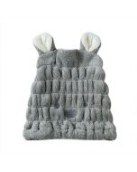 Cute Rabbit Quick Dry Hair Turban Hair Drying Towel Wrap Turban Head Hat - Grey