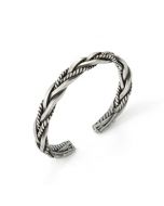 Mens Vintage Open Bangle 925 Sterling Silver Thai Handmade Twisted Cuff Bracelet