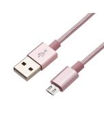 1m Knit Braid USB Data Sync Charging Cable for Samsung Android Phones - Rose Gold