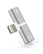 2 in 1 Lightning Splitter Adapter Headphone Jack Audio Charge Adapter for iPhone 7/8/X - Silver