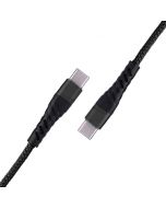 1m USB C to USB C Fast Charger Durable Nylon Braided Charging Cable - Black