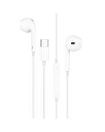 Type-C Portable Wired Control Earphone with Microphone for Smartphone - White