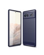 Carbon Fibre Pattern TPU Bumper Protective Case for Google Pixel 6 - Blue