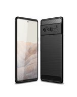 Carbon Fibre Pattern TPU Bumper Protective Case for Google Pixel 6 Pro - Black