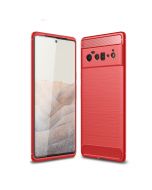 Carbon Fibre Pattern TPU Bumper Protective Case for Google Pixel 6 Pro - Red