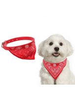 Adjustable Pet Neck Scarf Bandana With Collar Neckerchief - Size S Red