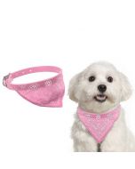 Adjustable Pet Neck Scarf Bandana With Collar Neckerchief - Size S Pink