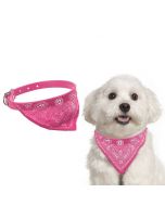 Adjustable Pet Neck Scarf Bandana With Collar Neckerchief - Size S Hot Pink
