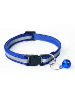 Puppy Cat Kitten Dog Soft Glossy Reflective Bell Collar Choker Safety Buckle for Little Pet Size S - Royal Blue