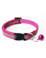 Puppy Cat Kitten Dog Soft Glossy Reflective Bell Collar Choker Safety Buckle for Little Pet Size S - Pink